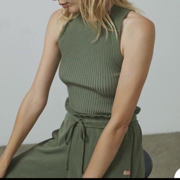 lunya Tops - LUNYA Cozy Cotton Silk Crop Ribbed Tank Top Green Comfy Luxury Lounge  Summer